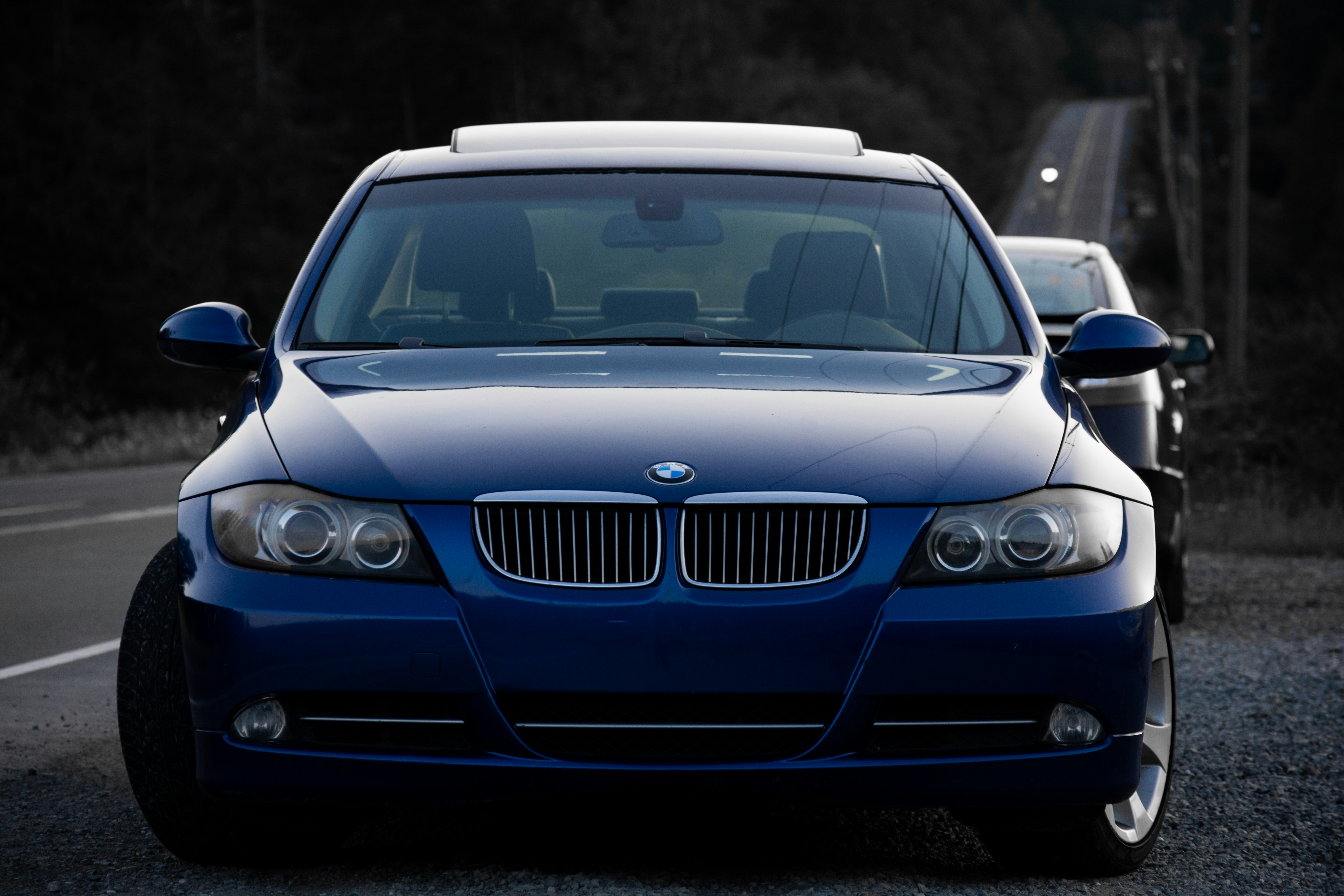 blue BMW vehicle