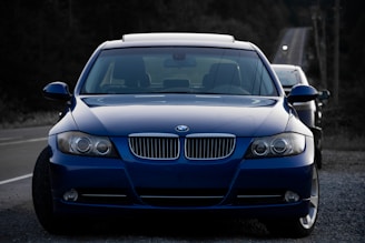 blue BMW vehicle