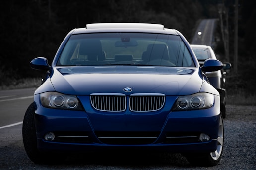 blue BMW vehicle