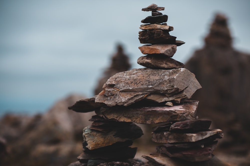 piled of brown stones