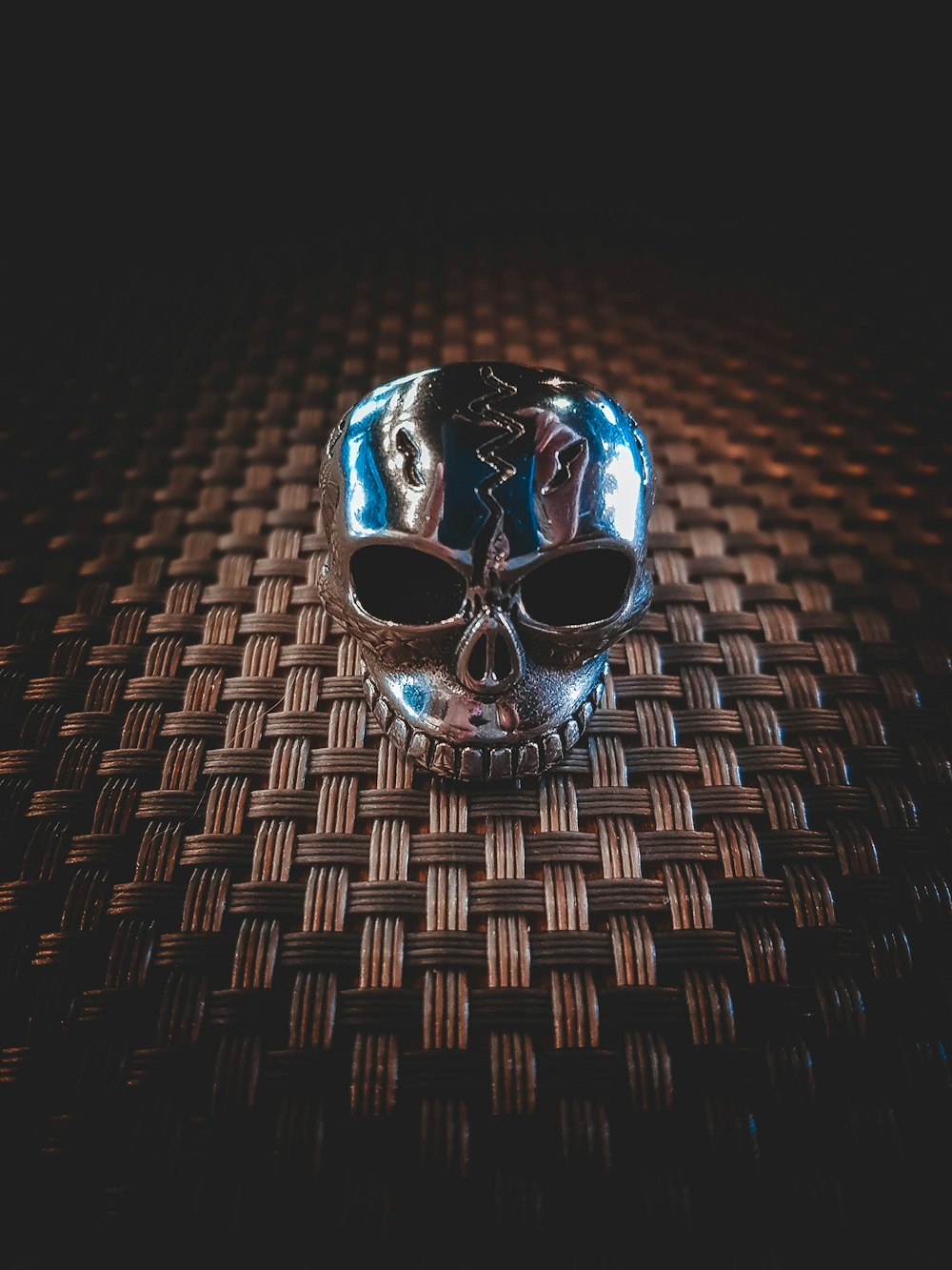 silver skull decor