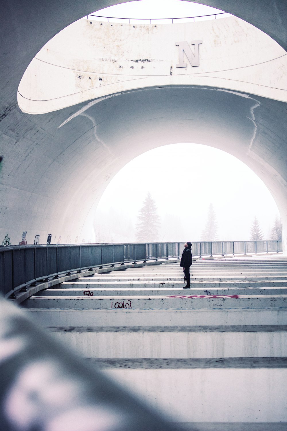 person standing in building