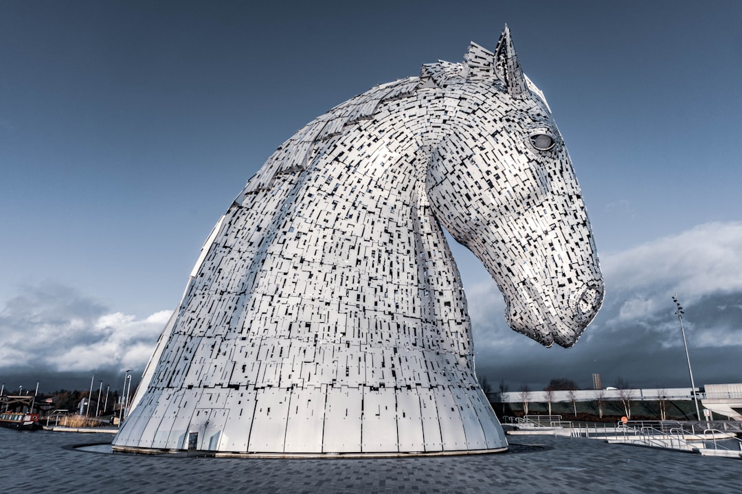 white horse head statue