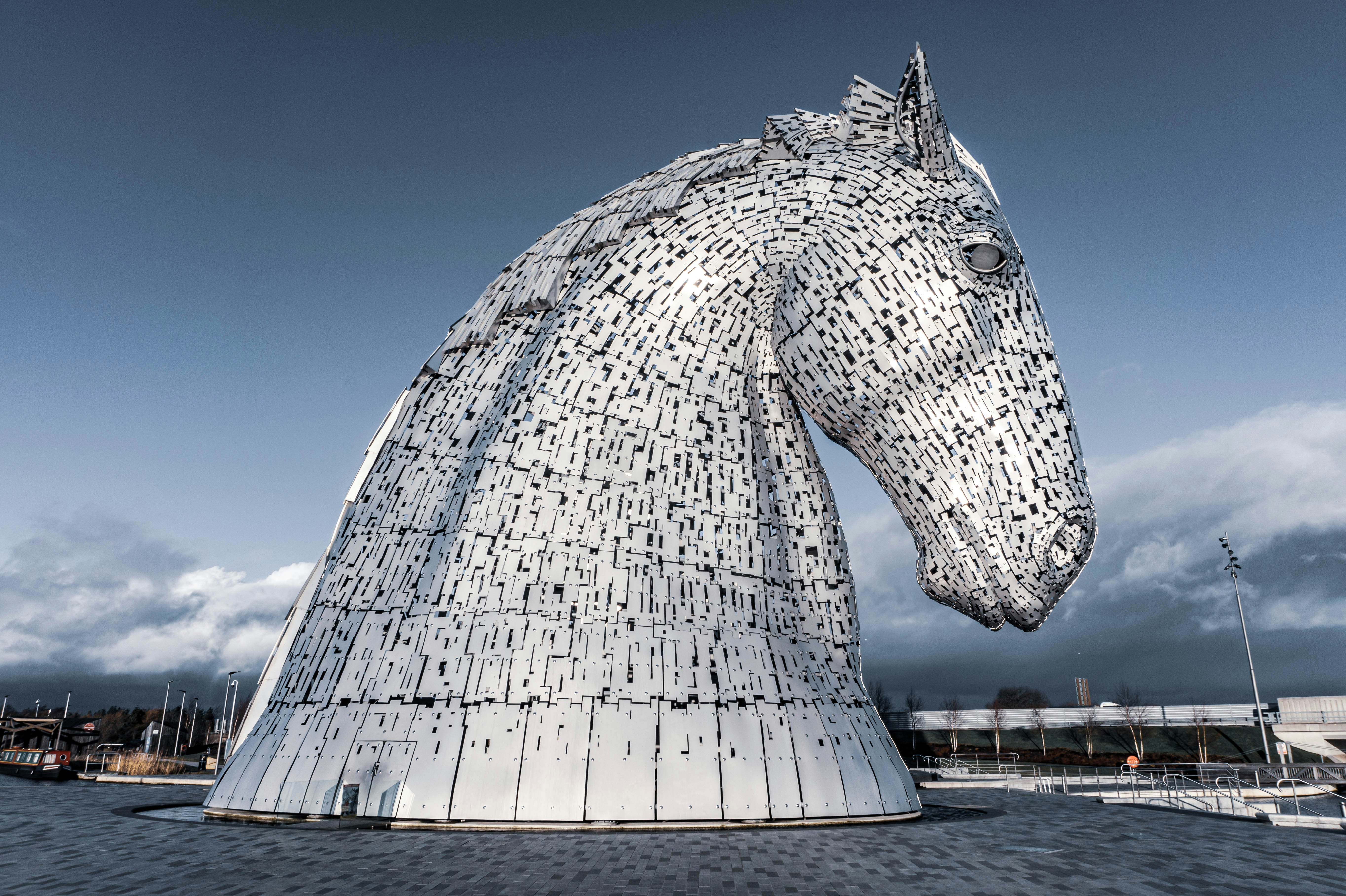 white horse head statue