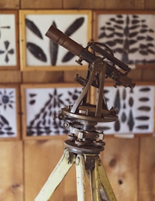 brown metal sextant