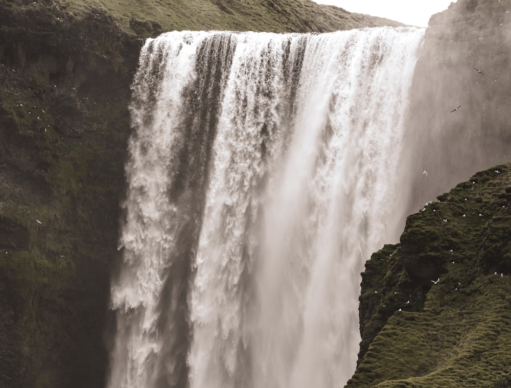 long-exposure photography of waterfalls