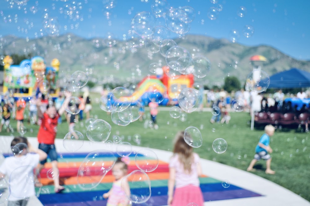 focus photography of bubbles