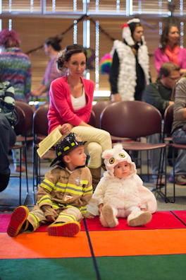 A lively Bollywood-themed kids’ party with children dressed as iconic film characters.