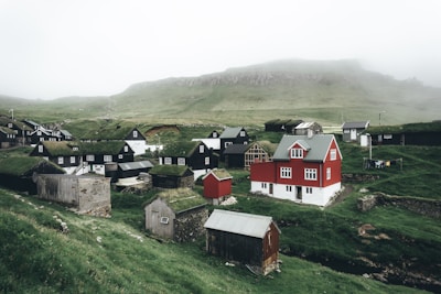 A quiet Greenlandic village with traditional houses, reflecting local people's life.