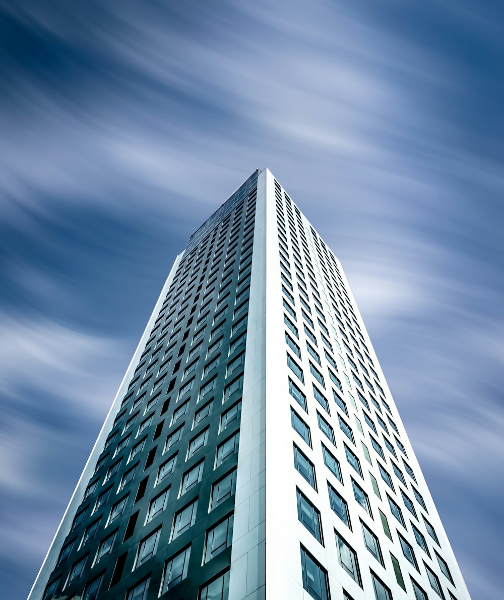 low angle photography of white building