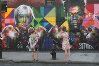 Vibrant photo of a fighter wearing colorful, stylish fightwear in urban surroundings