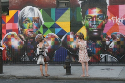 Vibrant photo of a fighter wearing colorful, stylish fightwear in urban surroundings