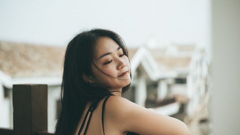 woman looking towards right