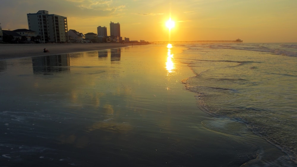 seashore during golden hour