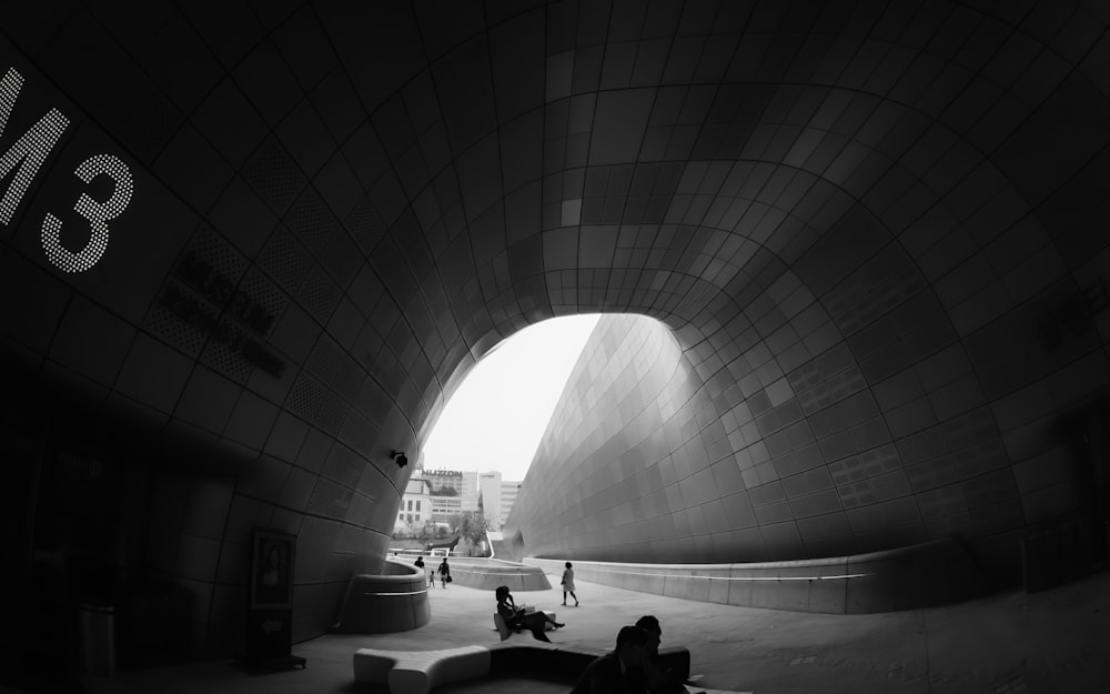 people inside tunnel during day