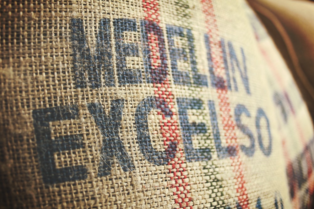 brown and blue Medellin Excelso sack