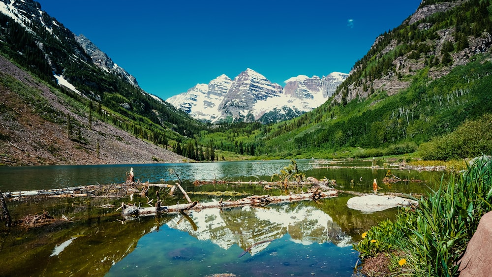 Specchio d'acqua vicino alla montagna