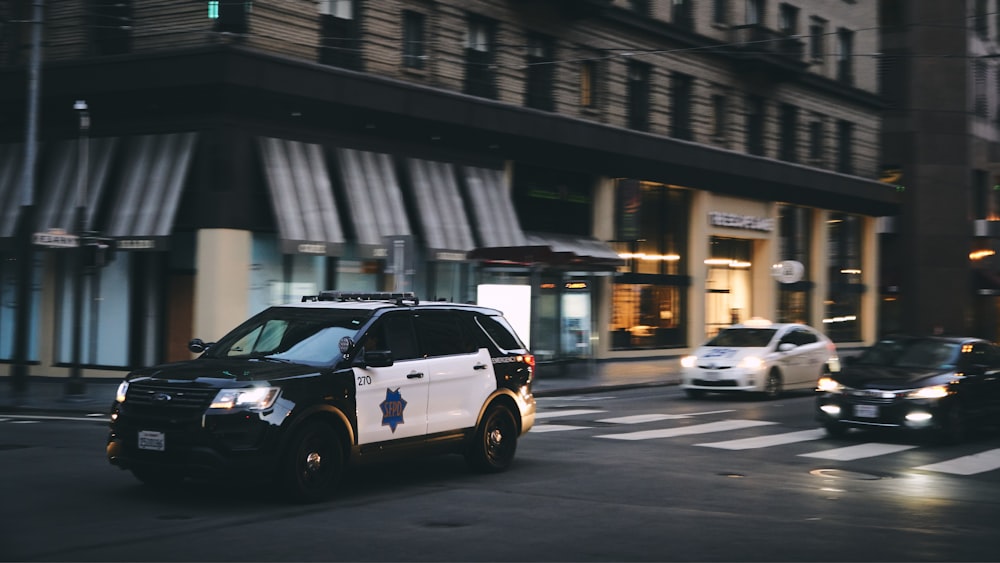 police car on road