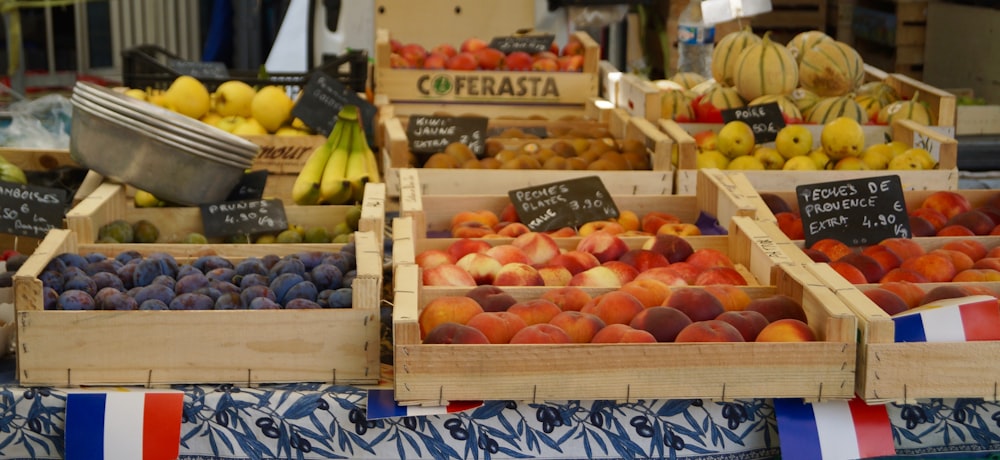 fruits in racks