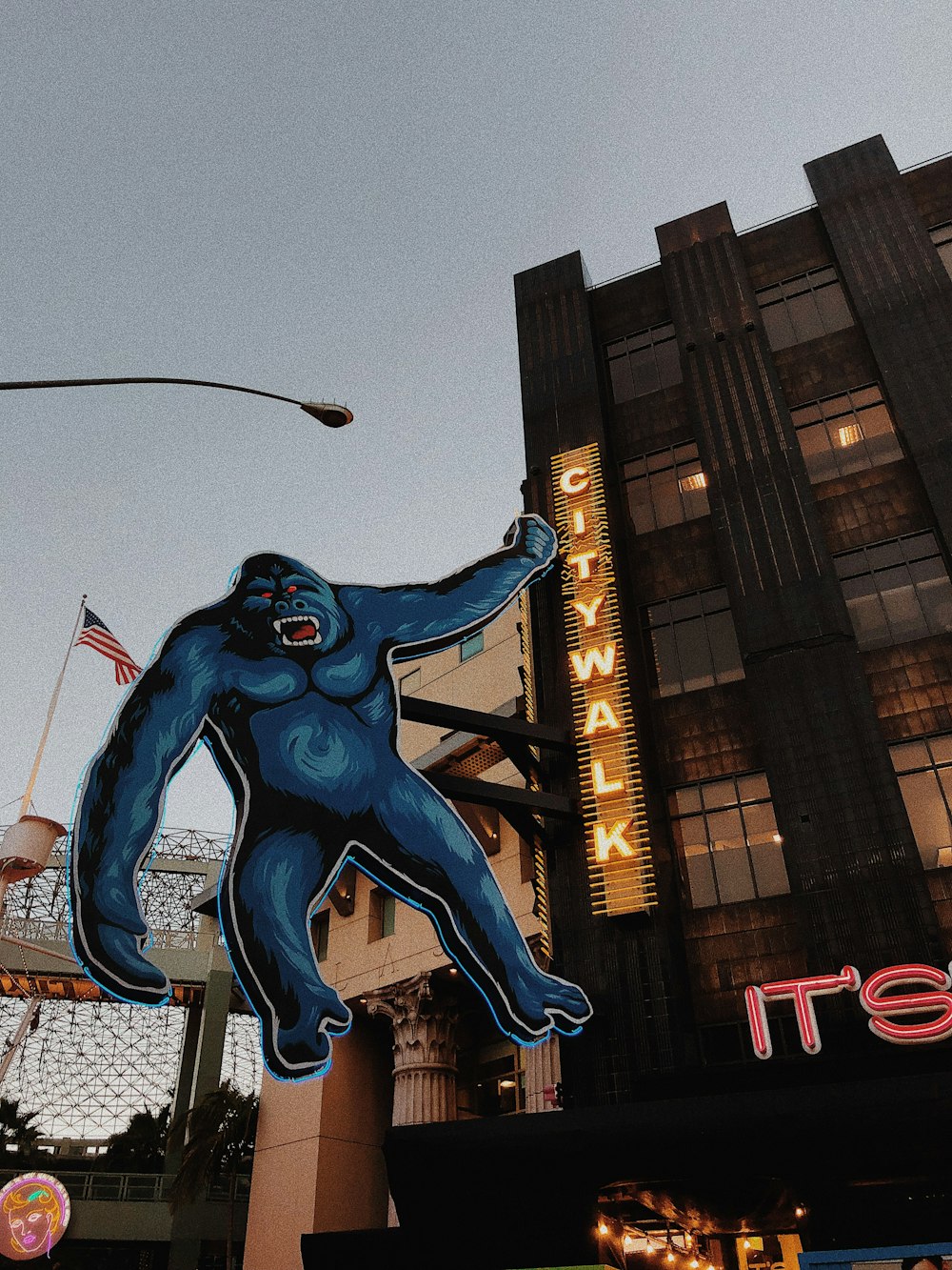 Citywalk building with blue gorilla billboard