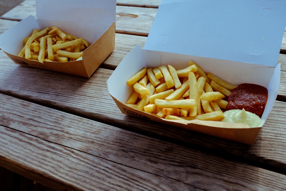 two French fries boxes
