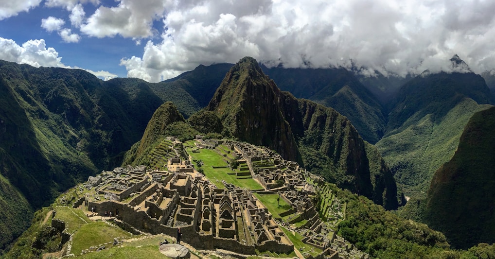 Incas civilization ruins on green mountain