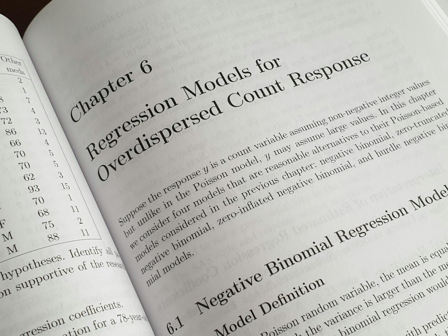 Book page on regression models with statistical tables