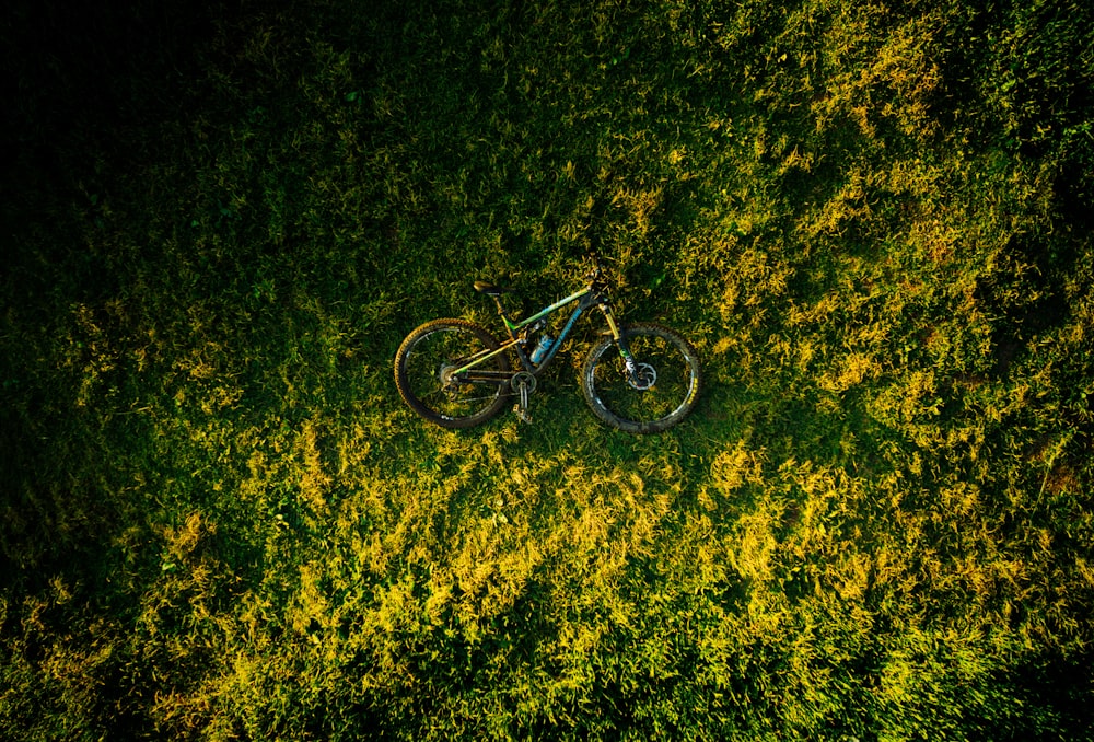 bicicleta do lado na grama