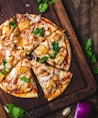 pizza on chopping board