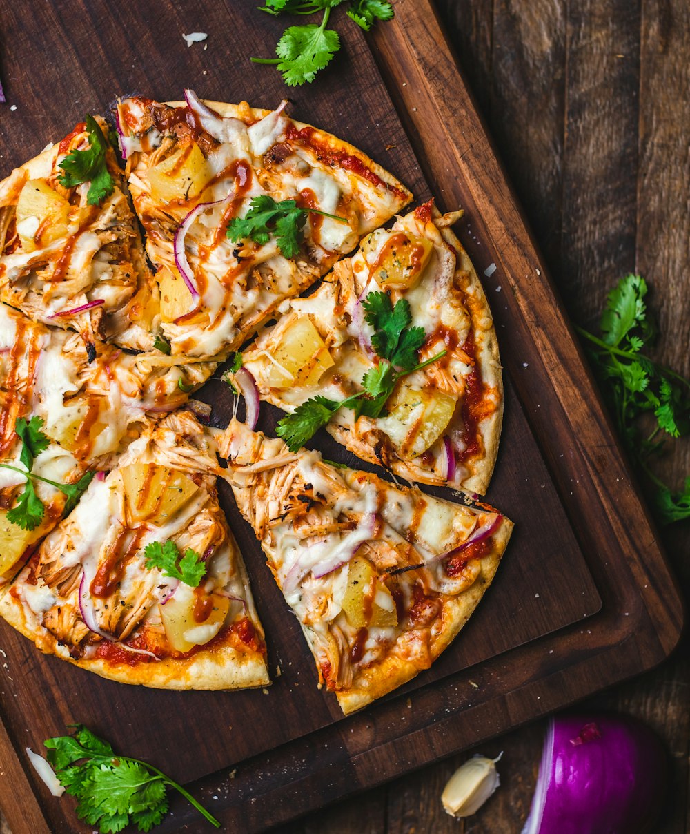 pizza on chopping board