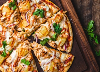 pizza on chopping board