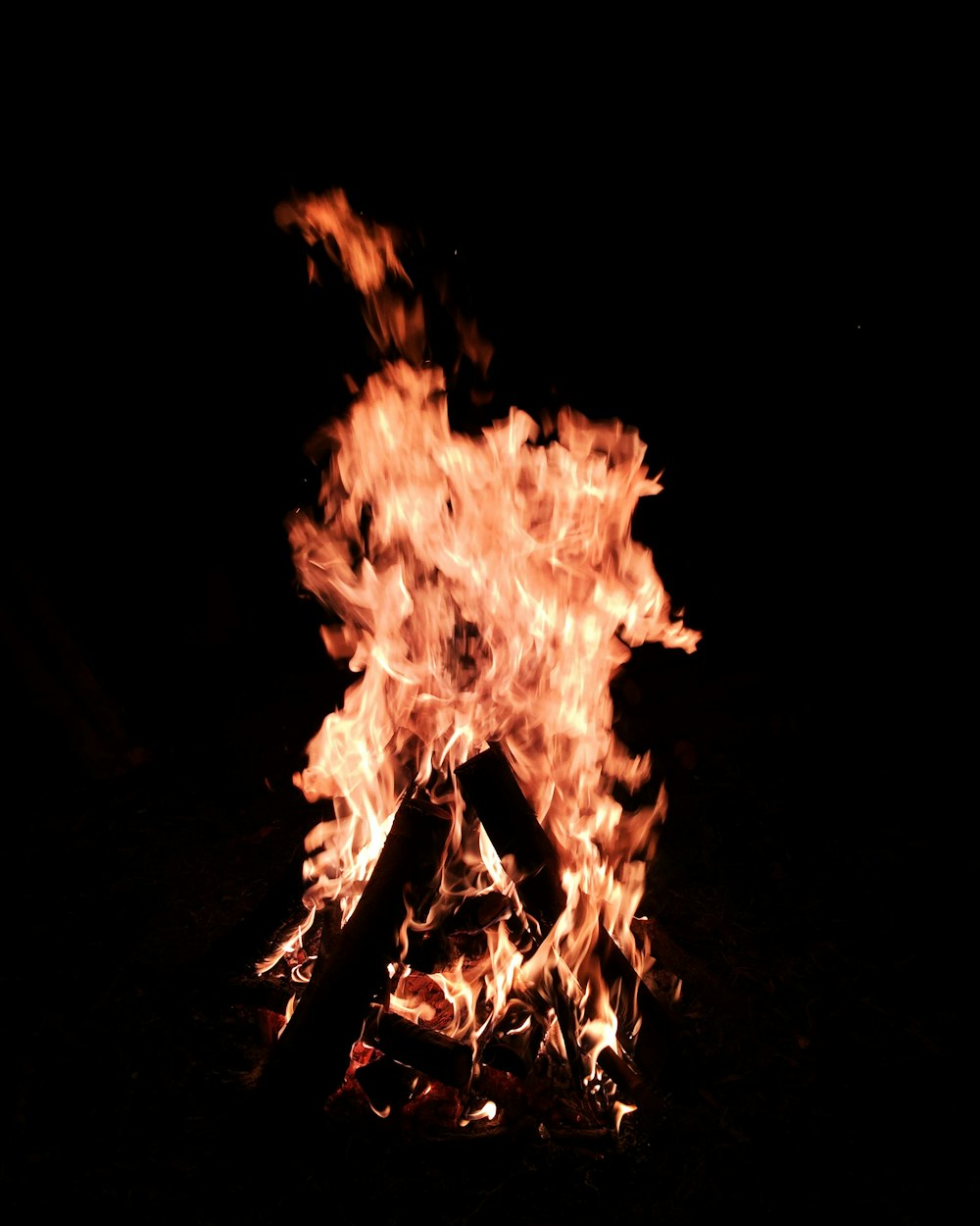 lighted bonfire
