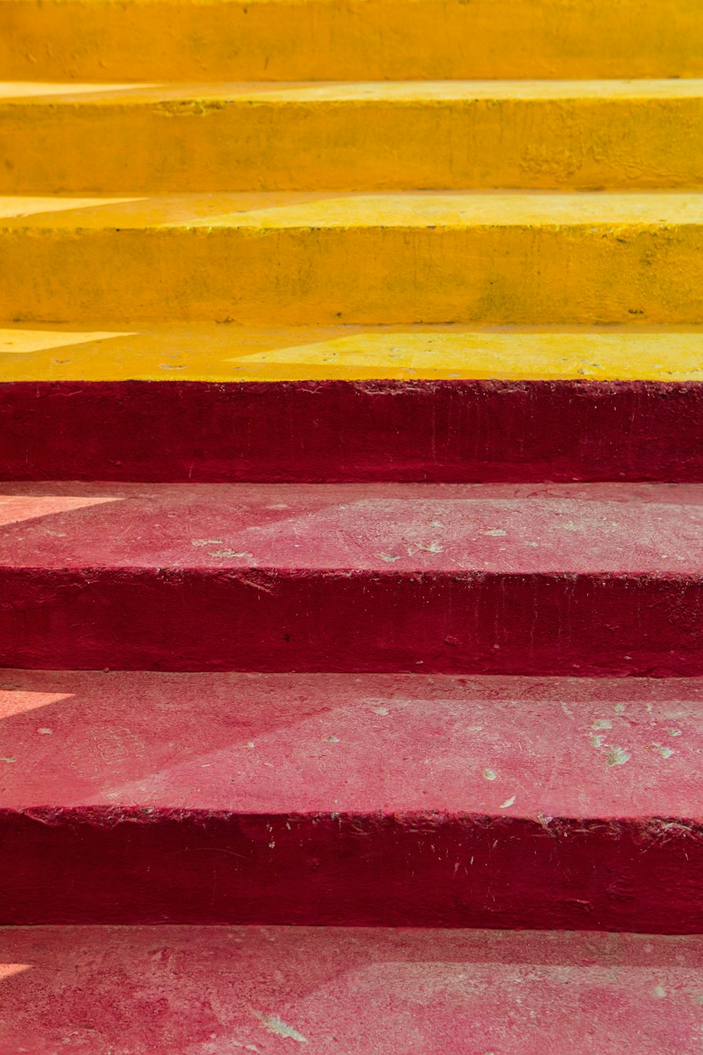 closeup photo of red concrete stairs