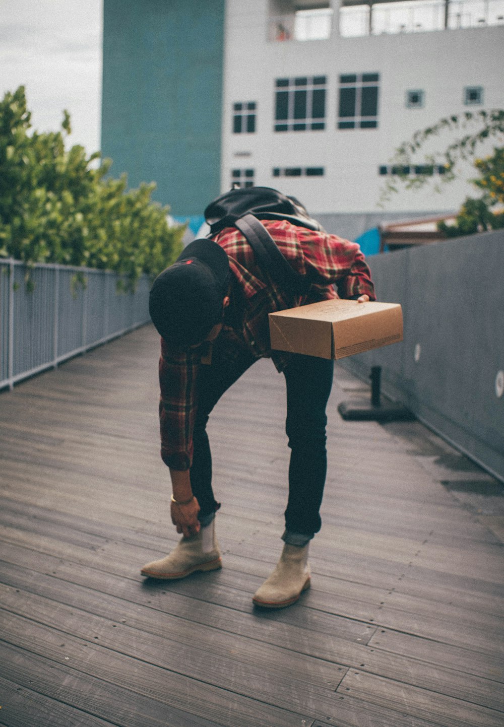 man holding box