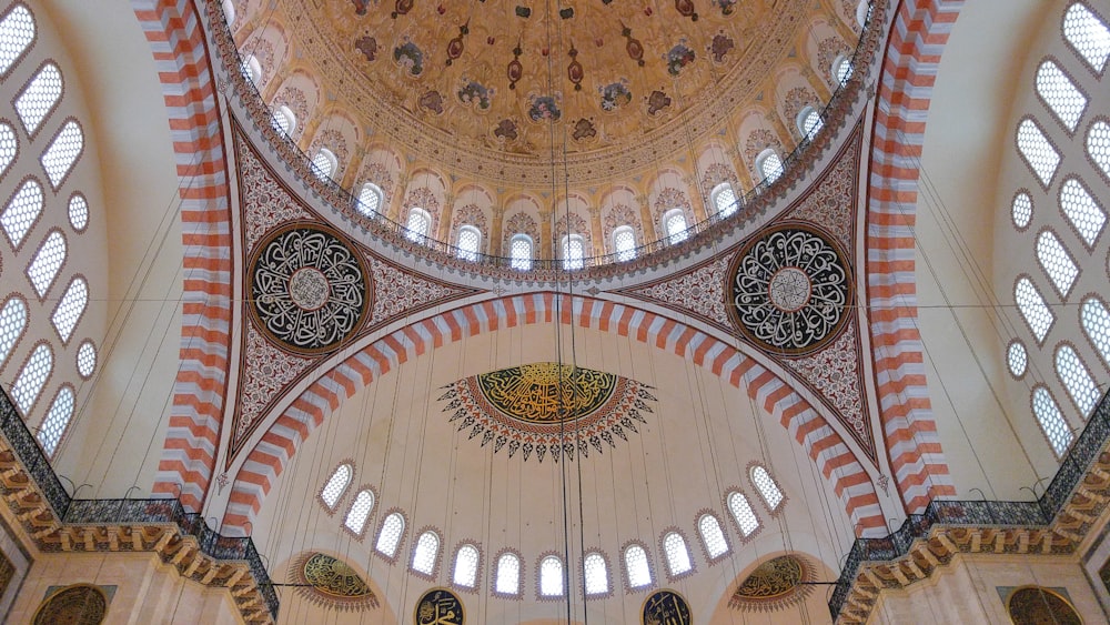 low-angle photography of building interior