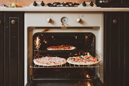 baked pizza in oven