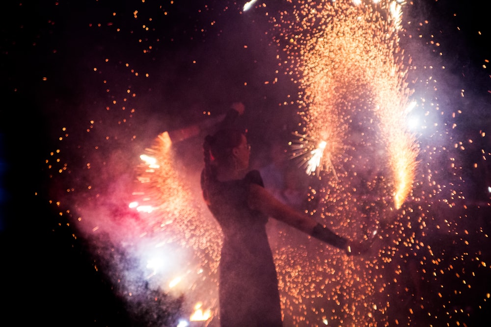 woman doing fire dance