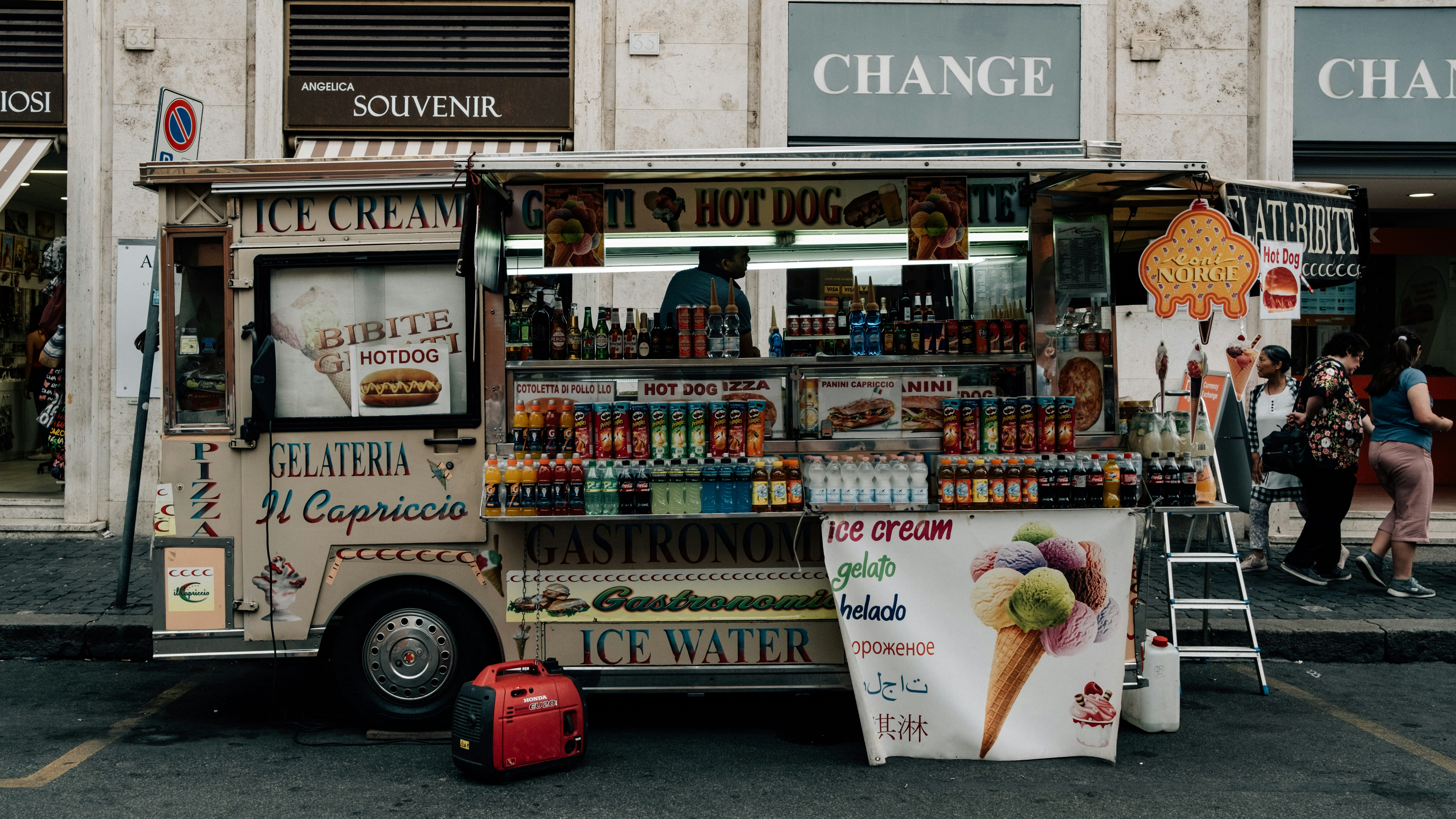 brown and black food cart v