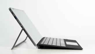 A side view of a slim laptop showing its thin profile and modern design.
