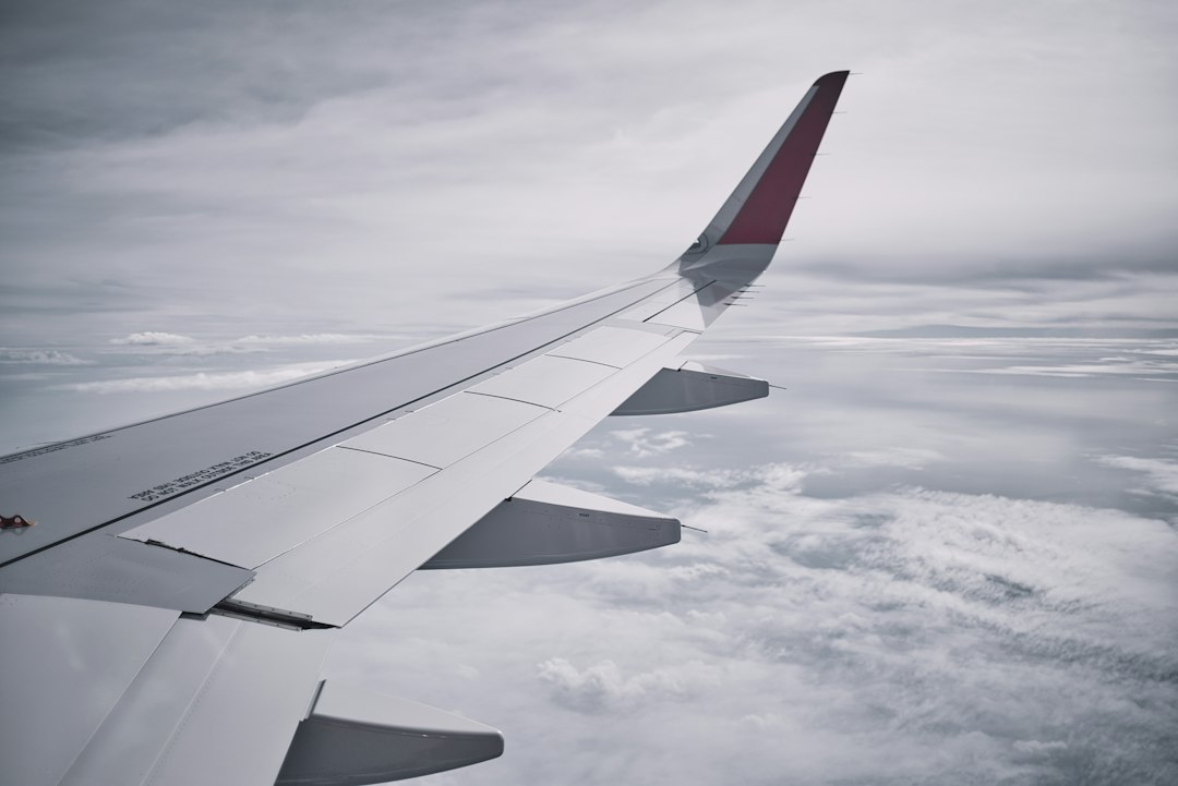 airplane wing sunset