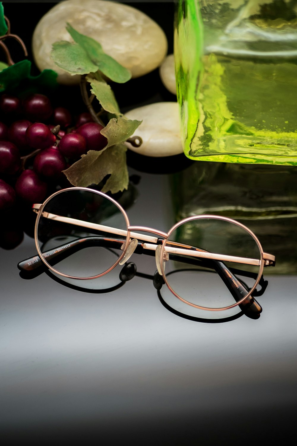 gold-colored eyeglasses