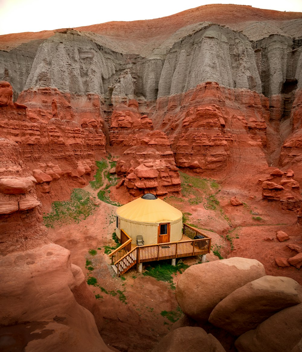 yellow hut on field