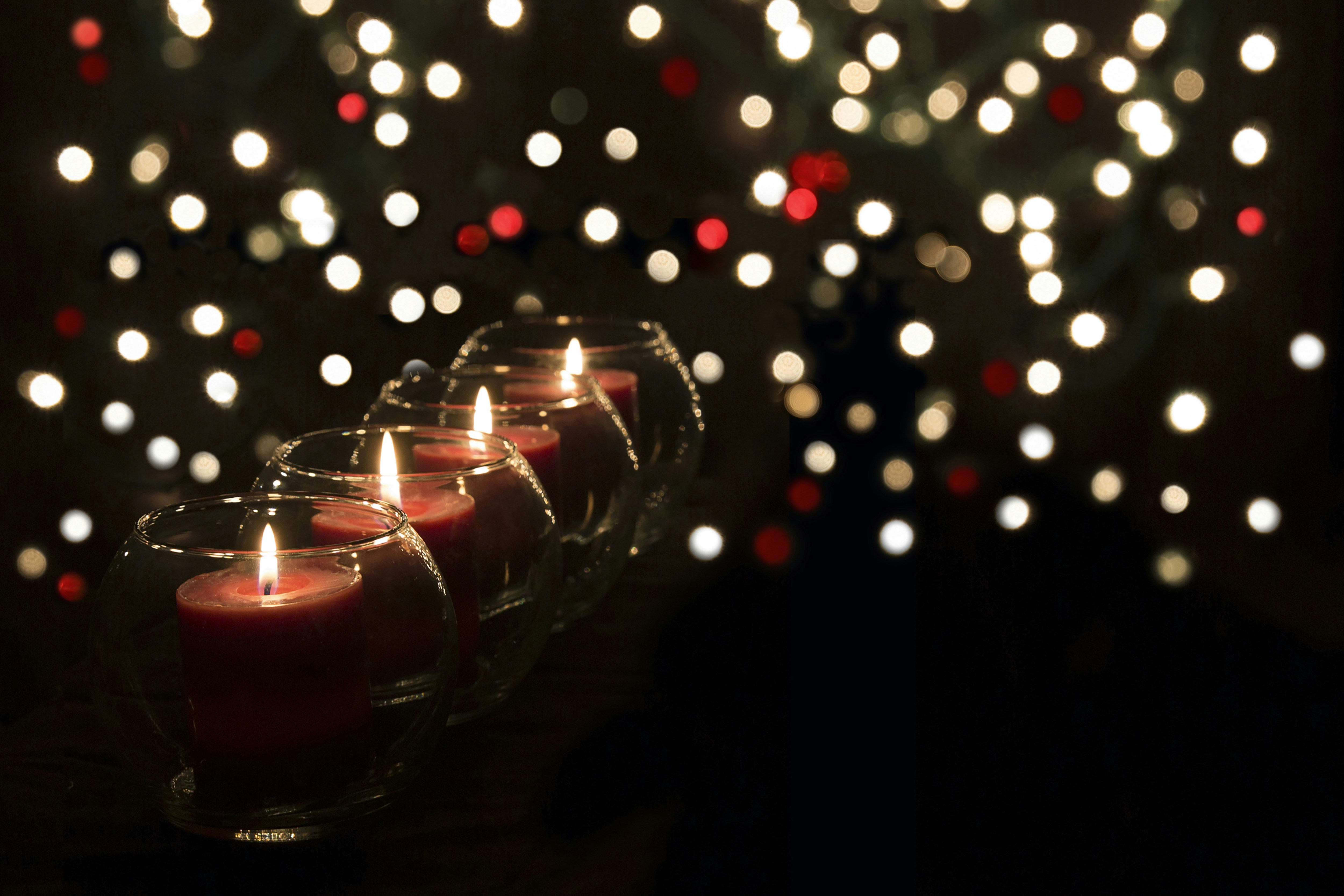 red candles lighted on table diwali teams background