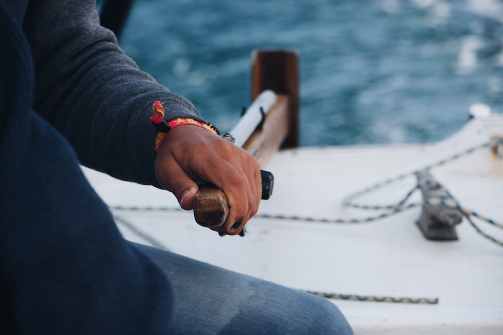 person riding boat