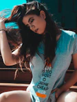 woman wearing blue top