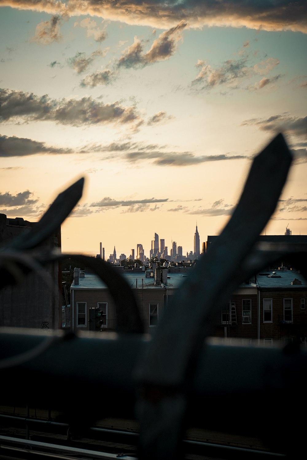 a view of a city skyline from a distance