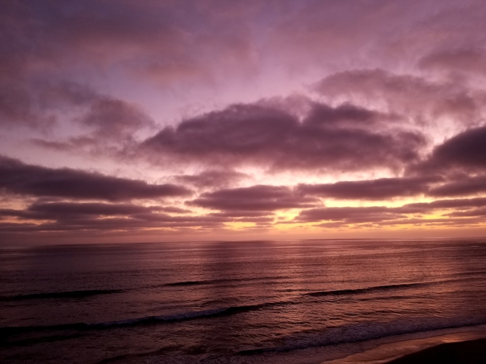 body of water under gray clouds