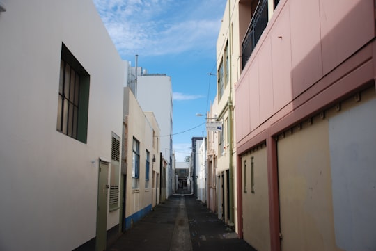 empty pathway between buildings in Napier New Zealand