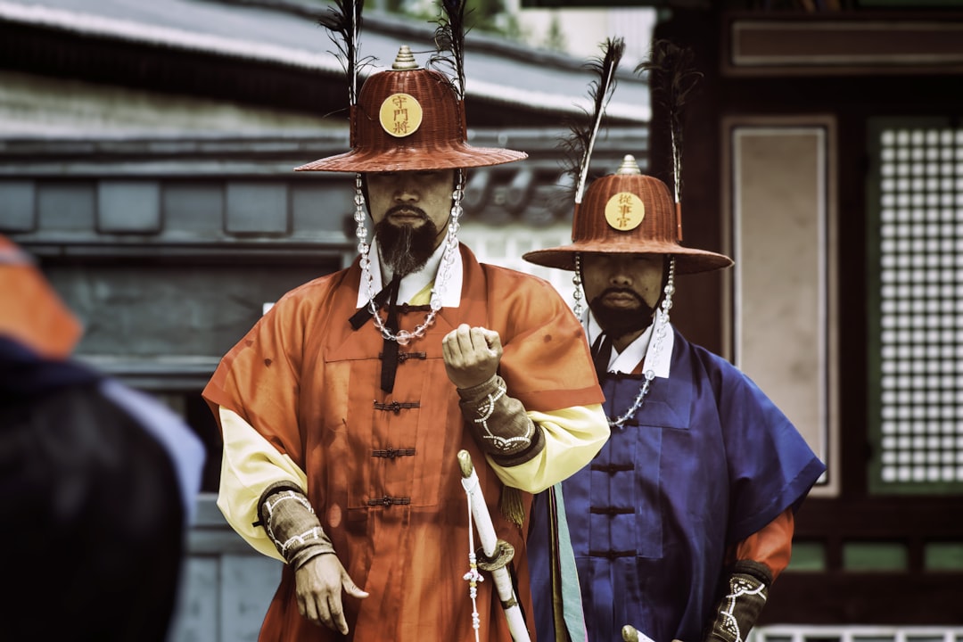 Historical reenactment performers in traditional costume