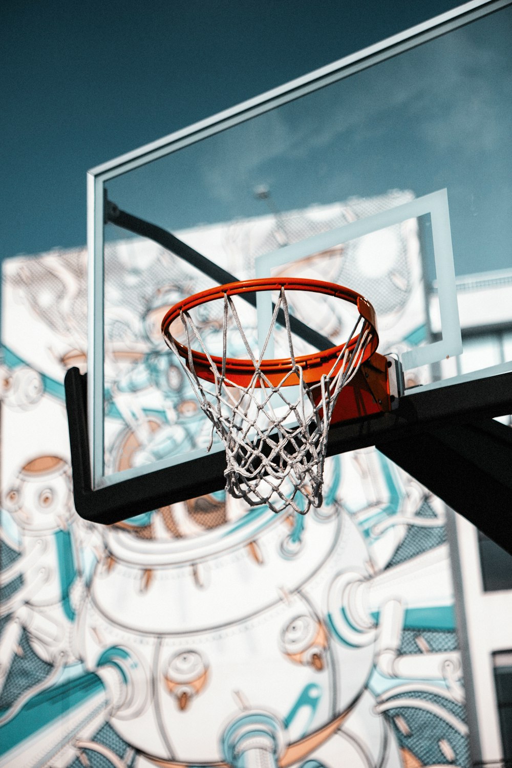 orange and gray basketball hoop